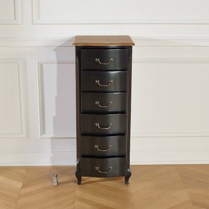 ORIANE – Colonna di stoccaggio stile romantico, piano in rovere, 6 cassetti, legno certificato FSC®