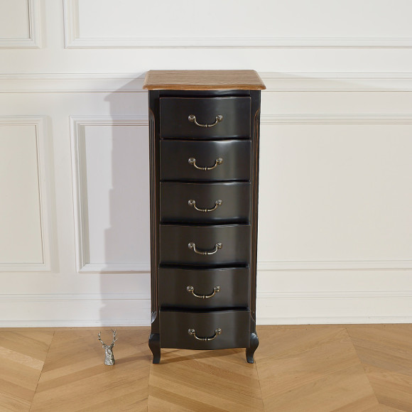 ORIANE – Colonna di stoccaggio stile romantico, piano in rovere, 6 cassetti, legno certificato FSC®