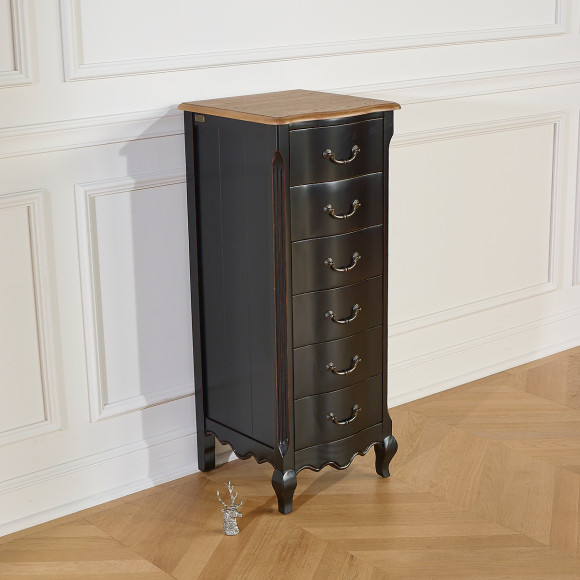 ORIANE – Colonna di stoccaggio stile romantico, piano in rovere, 6 cassetti, legno certificato FSC®