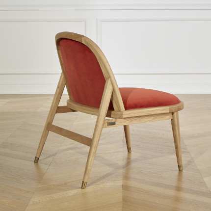 SUZETTE - Fauteuil style vintage en bois massif et velours, 1 place