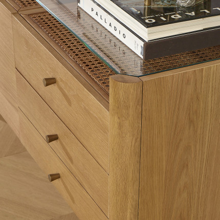 LEON - Credenza in stile contemporaneo in rovere, 2 ante, 3 cassetti