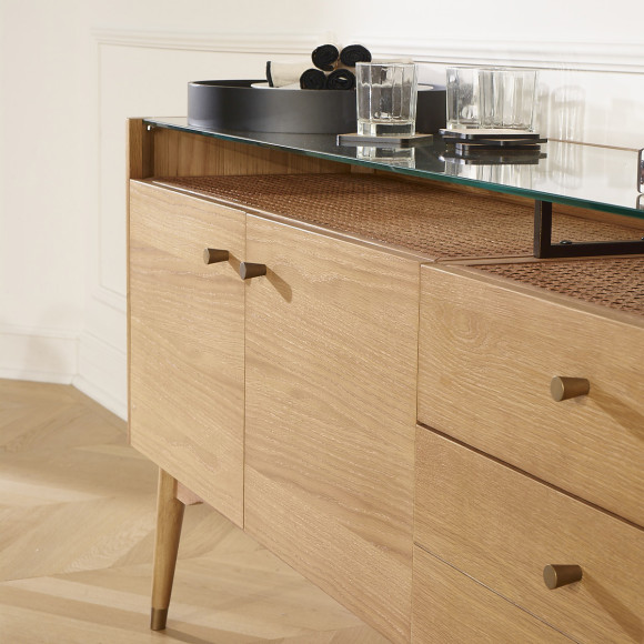 LEON - Sideboard im zeitgenössischen Stil aus Eiche, 2 Türen, 3 Schubladen