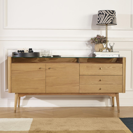 LEON - Credenza in stile contemporaneo in rovere, 2 ante, 3 cassetti