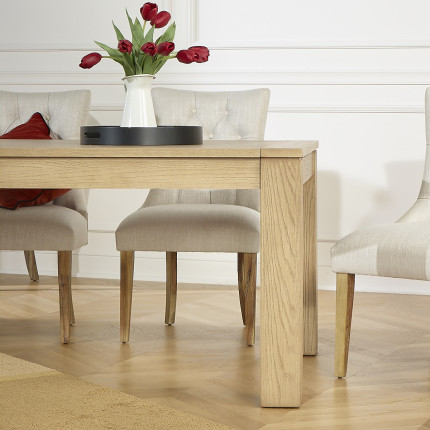 LORENZO - Contemporary oak dining table, 1 extension, 8/10 guests, FSC® certified wood.