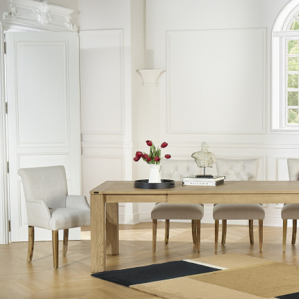 LORENZO - Contemporary oak dining table, 1 extension, 8/10 guests, FSC® certified wood.