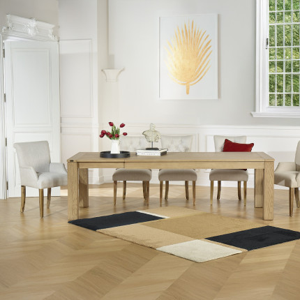 LORENZO - Contemporary oak dining table, 1 extension, 8/10 guests, FSC® certified wood.