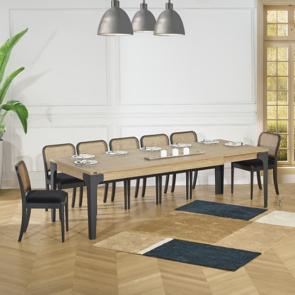 SEATTLE - Industrial-style dining table, 8/10 guests, oak tabletop, FSC® certified wood