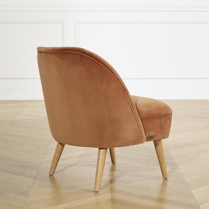 MIA - Vintage style crapaud armchair, in oak and velvet, 1 seat