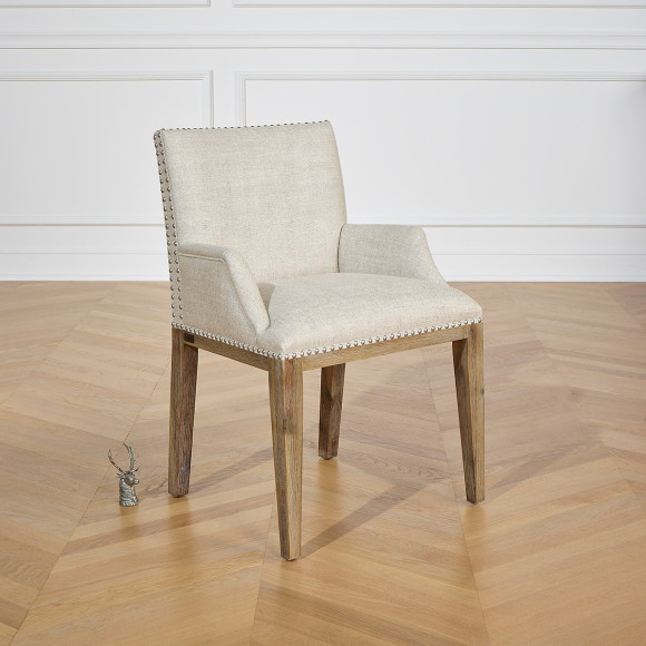 IANA- Fauteuil de table à manger style moderne en bois massif, bois certifié FSC®, 1 place