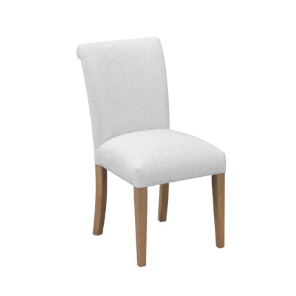 ALBA – Bequeme Stühle im Shabby-Chic-Stil aus massivem Gummibaumholz und Polyester, FSC®-zertifiziertes Holz.