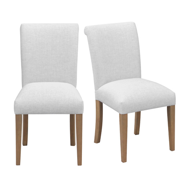 ALBA – Bequeme Stühle im Shabby-Chic-Stil aus massivem Gummibaumholz und Polyester, FSC®-zertifiziertes Holz.