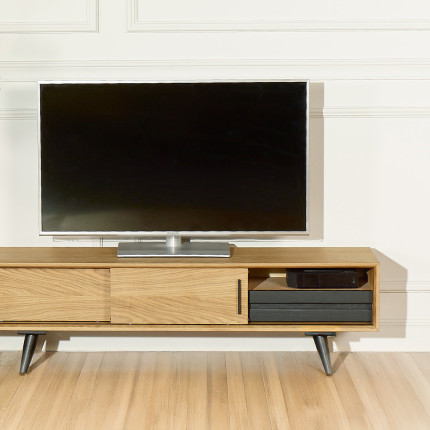 ALDWIN - Mobile TV in stile scandinavo in rovere, 2 ante, 1 cassetto