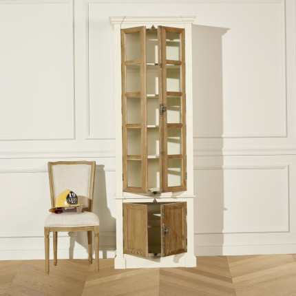 ARAGON - Coastal style display cabinet in oak, shabby white finish