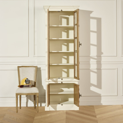 ARAGON - Coastal style display cabinet in oak, shabby white finish