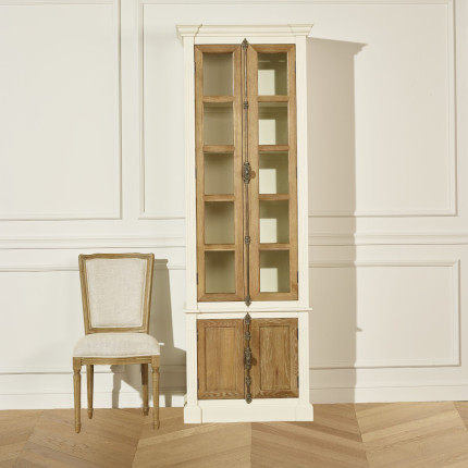 ARAGON - Coastal style display cabinet in oak, shabby white finish