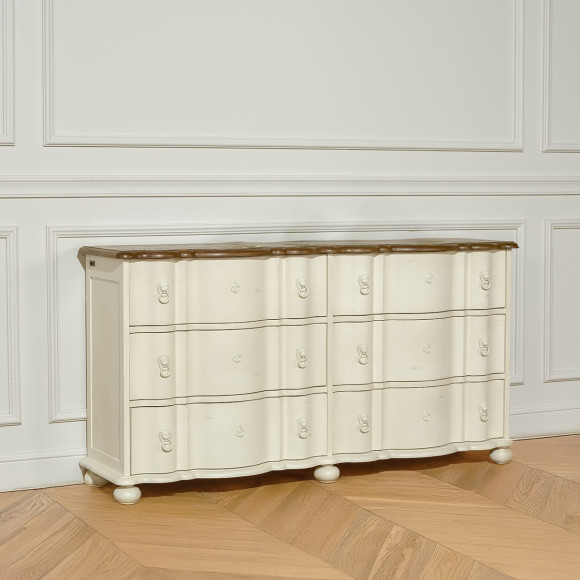 GOODMOON - Commode double , plateau chêne, 6 tiroirs