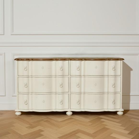 GOODMOON - Commode double , plateau chêne, 6 tiroirs