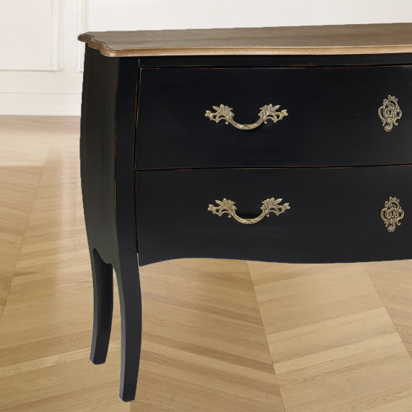 ALIENOR - Commode style classique, plateau chêne, 2 tiroirs, bois certifié FSC®