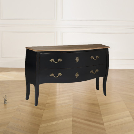 ALIENOR - Commode style classique, plateau chêne, 2 tiroirs, bois certifié FSC®