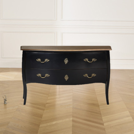 ALIENOR - Commode style classique, plateau chêne, 2 tiroirs, bois certifié FSC®