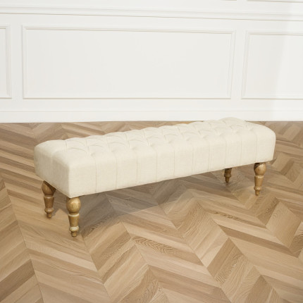 JANE - Bank für das Fußende des Bettes im Shabby-Chic-Stil, aus Holz und gepolstertem Stoff, 150 cm