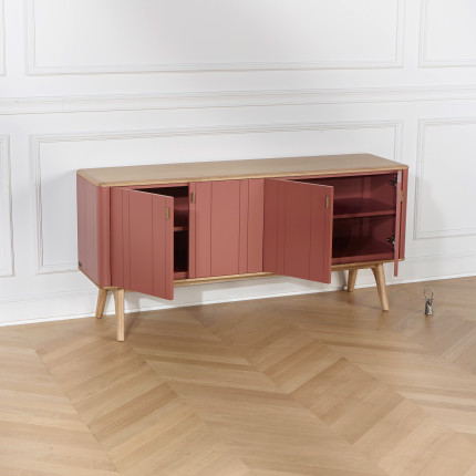 KYOTO - Buffet stile contemporaneo, piano in rovere, 4 porte, legno certificato FSC®