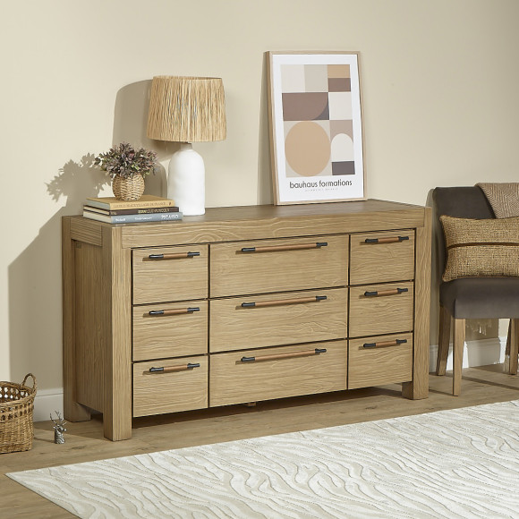 MEGÈVE – Contemporary style solid wood dresser, 9 drawers, FSC® certified wood