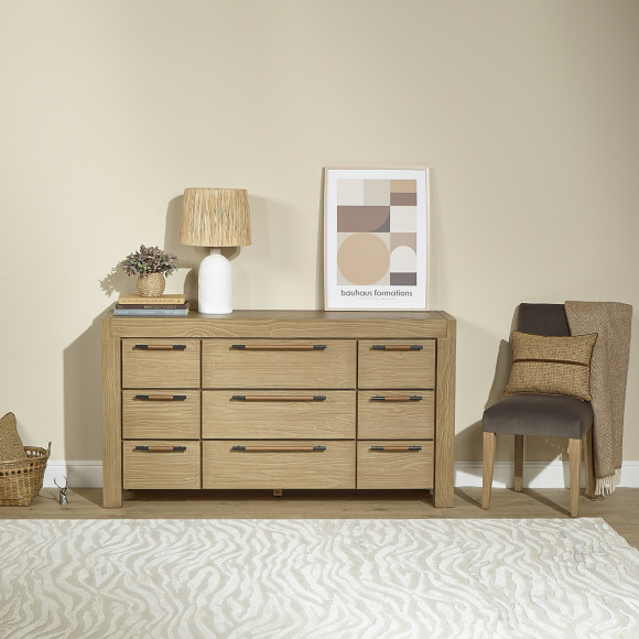 MEGÈVE – Contemporary style solid wood dresser, 9 drawers, FSC® certified wood