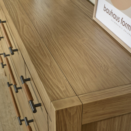 MEGÈVE – Cómoda de madera maciza estilo contemporáneo, 9 cajones, madera certificada FSC®