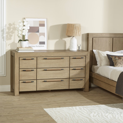 MEGÈVE – Contemporary style solid wood dresser, 9 drawers, FSC® certified wood