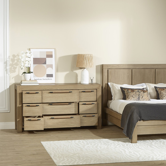 MEGÈVE – Contemporary style solid wood dresser, 9 drawers, FSC® certified wood