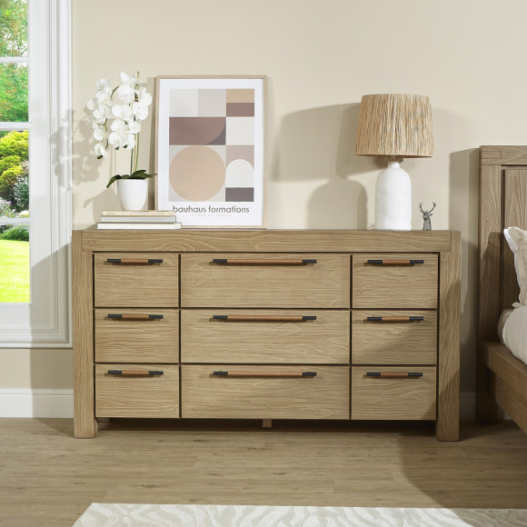 MEGÈVE – Contemporary style solid wood dresser, 9 drawers, FSC® certified wood