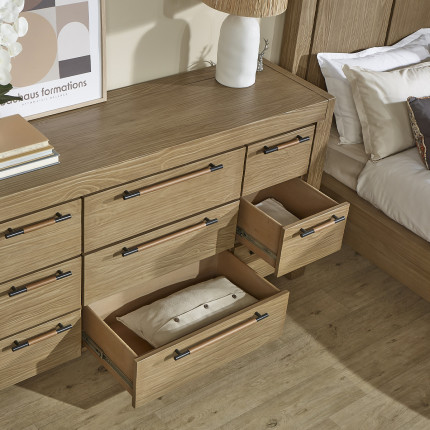 MEGÈVE – Contemporary style solid wood dresser, 9 drawers, FSC® certified wood