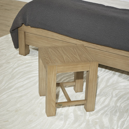 MEGÈVE – Small contemporary style stool in solid wood, 1 crossbar, FSC® certified wood