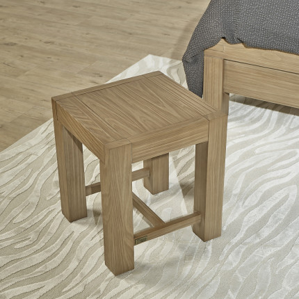 MEGÈVE – Small contemporary style stool in solid wood, 1 crossbar, FSC® certified wood