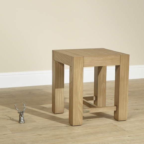 MEGÈVE – Small contemporary style stool in solid wood, 1 crossbar, FSC® certified wood