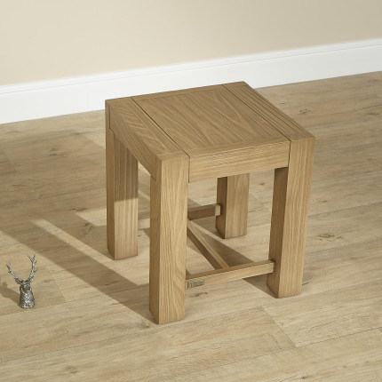 MEGÈVE – Small contemporary style stool in solid wood, 1 crossbar, FSC® certified wood