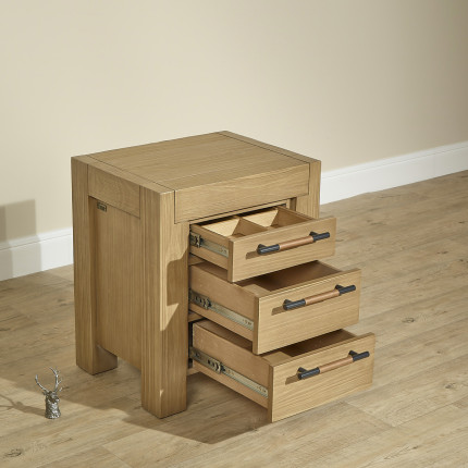 MEGÈVE – Design bedside table in solid wood, 3 drawers, FSC® certified wood