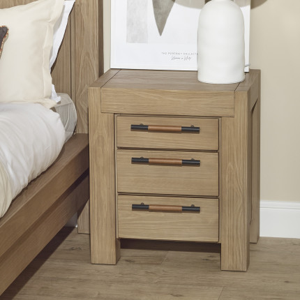 MEGÈVE – Design bedside table in solid wood, 3 drawers, FSC® certified wood