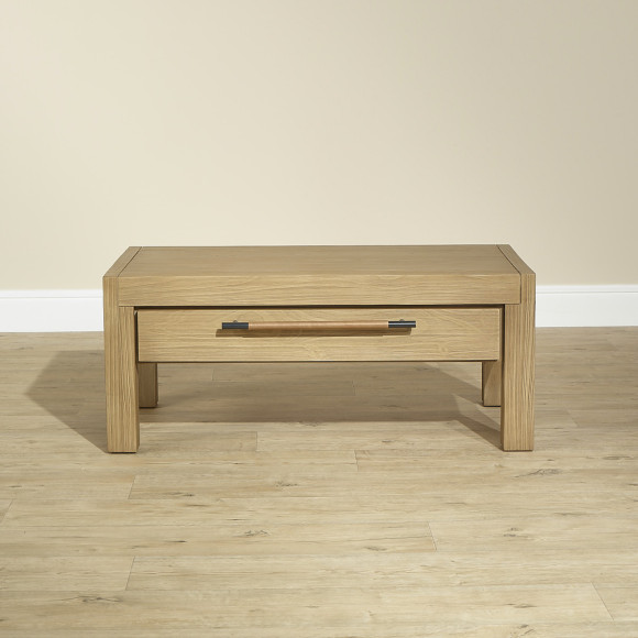 MEGÈVE – Table basse en bois massif style moderne, 2 tiroirs, bois certifié FSC®