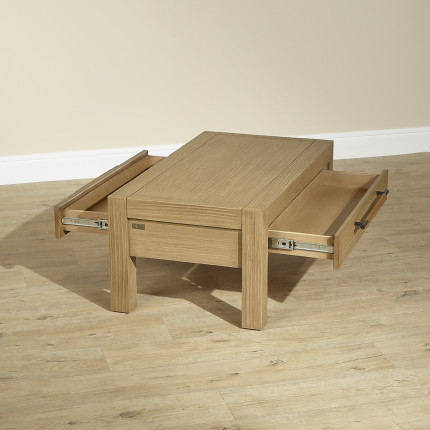 MEGÈVE – Mesa de centro de madera maciza estilo moderno, 1 cajón, madera certificada FSC®