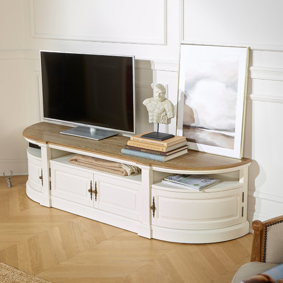 JOSEPHINE - Mobile TV shabby chic, piano in rovere, 4 ante, legno certificato FSC®