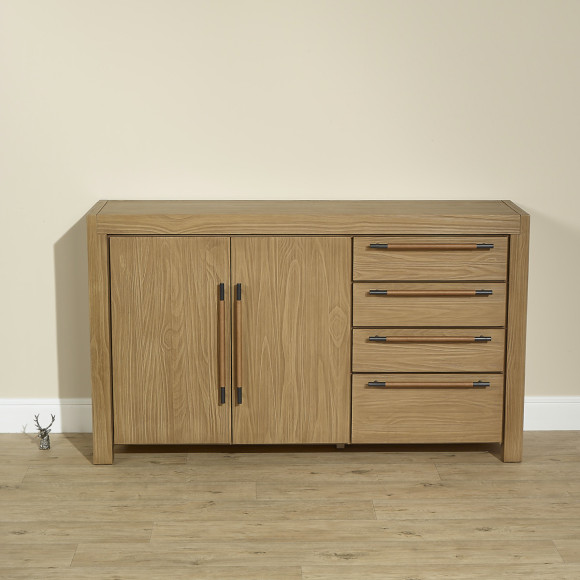 MEGÈVE – Contemporary buffet style in solid wood, 4 drawers, 2 doors, FSC® certified wood