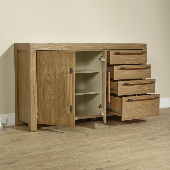 MEGÈVE – Contemporary buffet style in solid wood, 4 drawers, 2 doors, FSC® certified wood