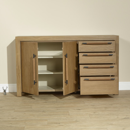 MEGÈVE – Contemporary buffet style in solid wood, 4 drawers, 2 doors, FSC® certified wood