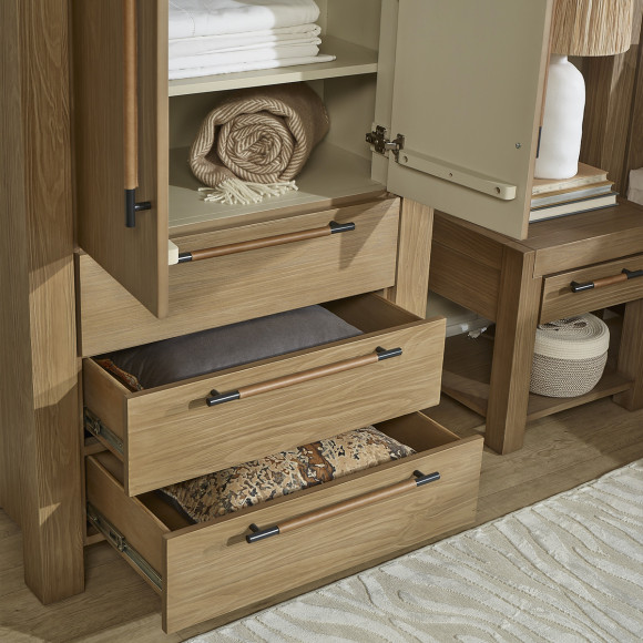 MEGEVE – Pequeño armario de estilo contemporáneo, 2 puertas, 3 estantes, 3 cajones, madera certificada FSC®