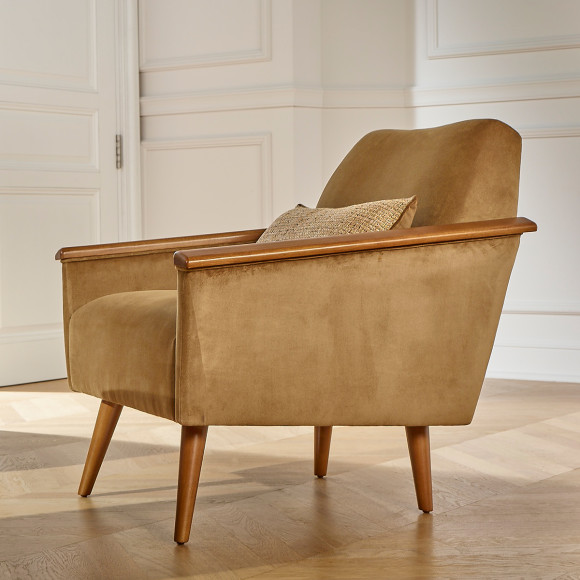 SANDER - Fauteuil style scandinave en bois massif, bois certifié FSC®, 1 personne