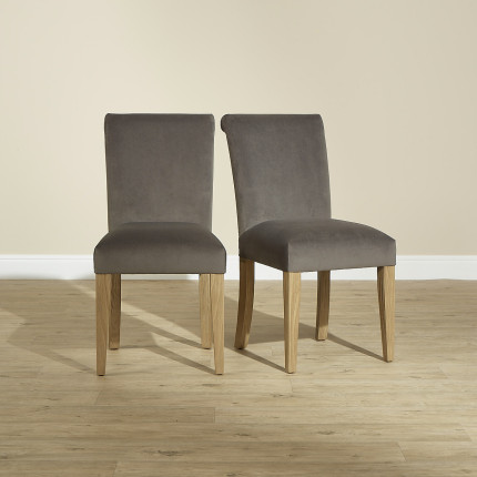 MEGÈVE – Contemporary chairs in solid wood and polyester velvet, set of 2, FSC® certified wood