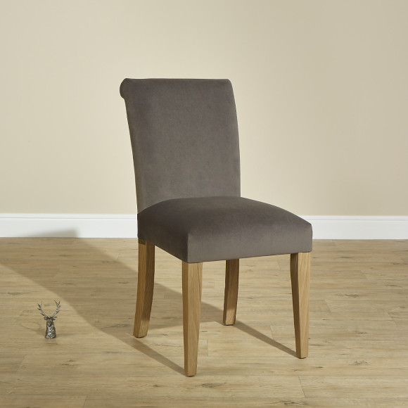 MEGÈVE – Contemporary chairs in solid wood and polyester velvet, set of 2, FSC® certified wood