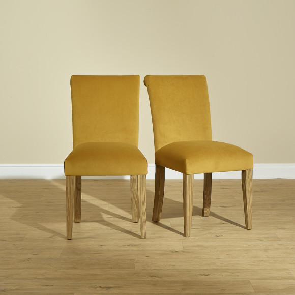 MEGÈVE – Contemporary chairs in solid wood and polyester velvet, set of 2, FSC® certified wood